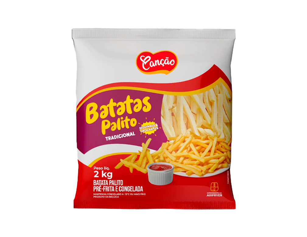 BATATA PALITO CONGELADA PRÉ FRITA 9 MM CORTE TRADICIONAL CANÇÃO 2 KG (CX 5 PCT)